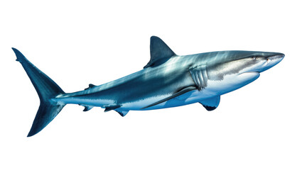 Fototapeta premium Majestic great white shark, a formidable ocean predator, swimming gracefully underwater