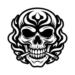Obraz premium Smoking skull icon in filled style