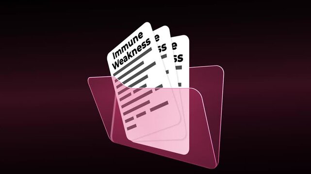 Immune Weakness Medical Research Folder, Immunodeficiency Patient Records and Clinical Evaluation Documentation in Red Folder