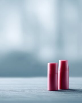 Asthma inhalers on table against blurred background, healthcare concept, copy space