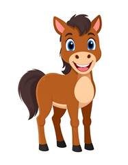 Obraz premium Cartoon horse character with brown body and cute expression high resolution picture