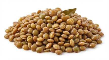 Fototapeta premium Pile of brown lentils isolated.