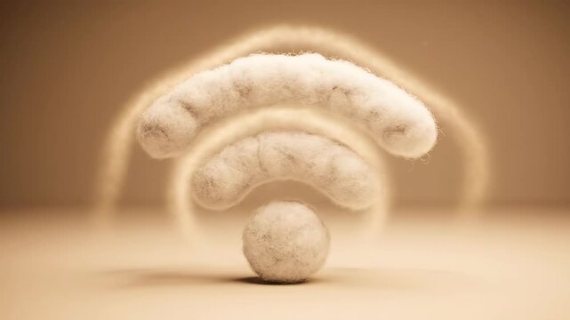 Abstract 3D Rendered Wi-Fi Symbol with Soft Glow Effect.