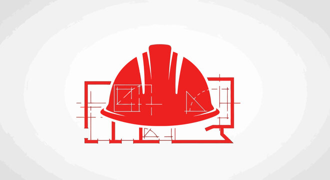 Red Hard Hat Construction Safety Symbol.