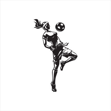 Soccer Female Athlete, Chest Bouncing Ball