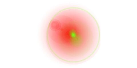 Red lens flares with green glowing core and orange light circles on dark background abstract digital art graphic designs © Ansari