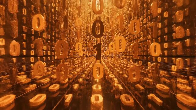 Digital grid and binary code flow