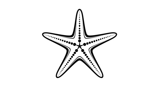 Stylized black and white drawing of a five-pointed starfish with rows of dots