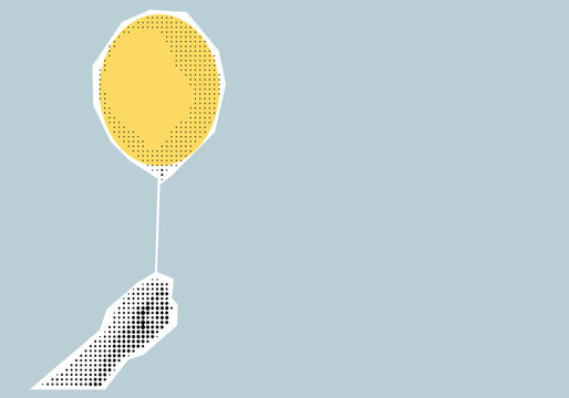 Pixel Art Hand Holding a yellow Balloon