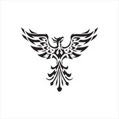 Obraz premium Phoenix Mythical Bird, Abstract Ink Design