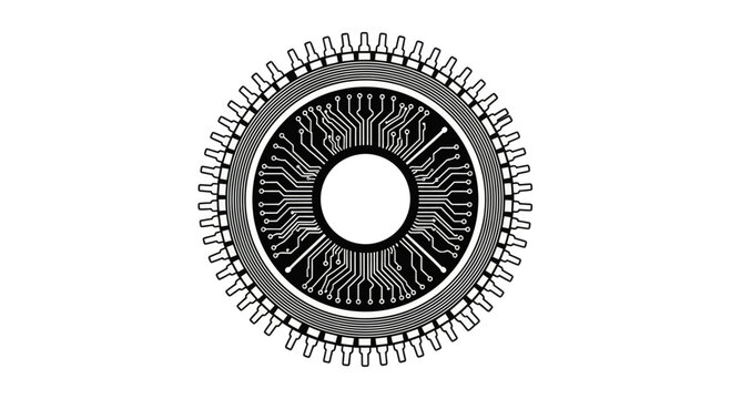 Circular circuit board with radial connections and toothed edge
