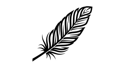 Fototapeta premium A detailed black and white illustration of a single feather, delicate and elegant