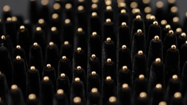 Abstract pattern of glowing lights on dark objects.