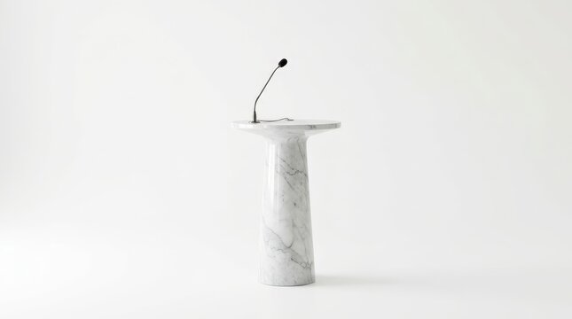 Marble podium with microphone.