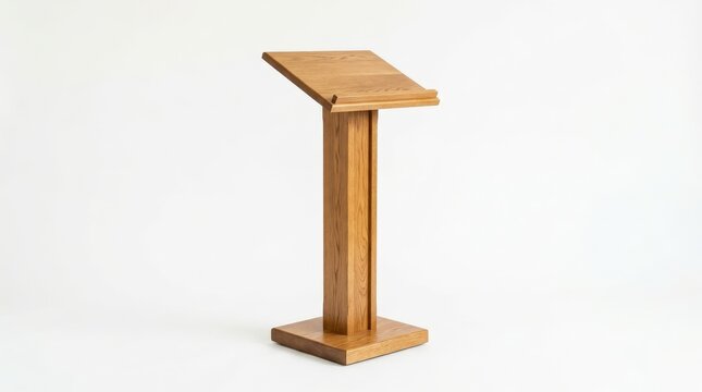Wooden lectern podium stand.