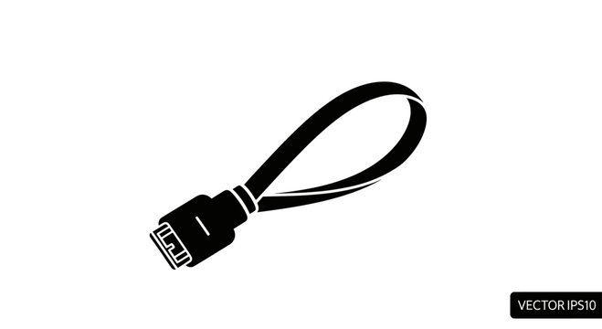 Black minimalist icon of a loop with a connector