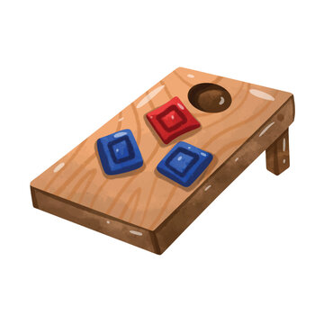 Cornhole board game vector illustration, clip art cornhole, hand drawn watercolor painting style, cornhole clip art