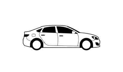 Obraz premium Minimal passenger car vector icon with circular headlights on white background for UI and web design