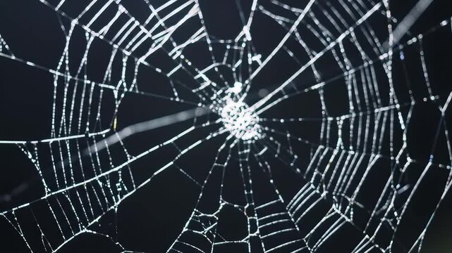 Spider web with dew drops