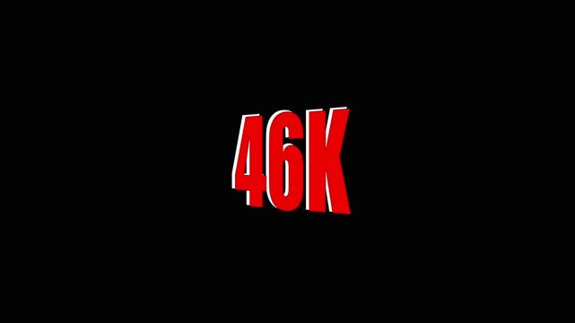 Large Red 46 K Text on Black Background for Titles and Social Media Posts large red text numeric red color.