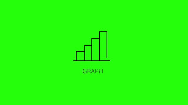 A simple black line graph on a bright green background with the word graph
