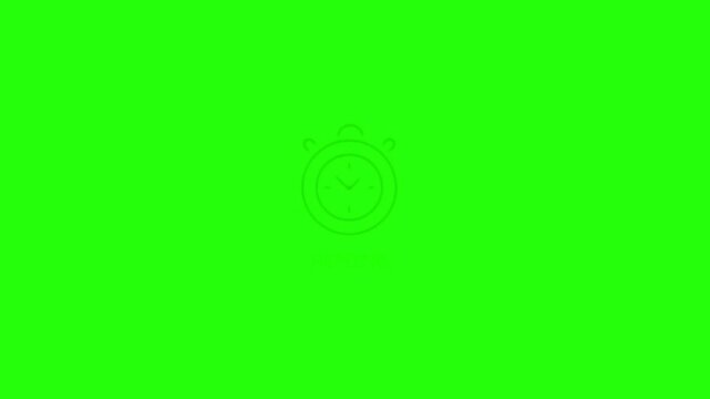 A simple line drawing of an alarm clock on green background with reading text