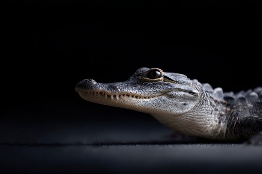 Isolated alligator reptile with textured scales and sharp teeth wildlife animal portrait