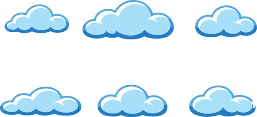 Obraz premium Set of cloud icons displayed in a screenshot, showcasing various cloud designs and styles