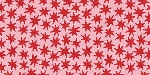 Colorful abstract starburst seamless pattern in modern playful style, perfect for textiles, wallpapers, packaging, and creative surface design. © bosotochka