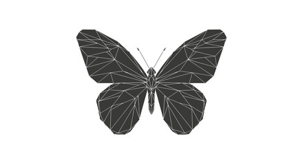 Stylized low-poly dark butterfly with intricate geometric wing patterns © jons