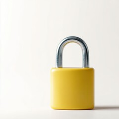Naklejka premium Bright yellow padlock with shiny silver shackle on clean background, security and data protection concept