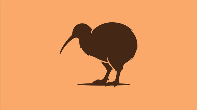 Kiwi Bird Silhouette Illustration.