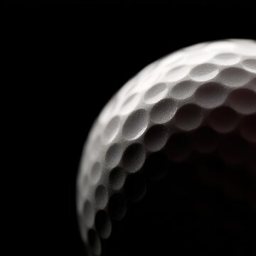 Textured golf ball macro photography, sports equipment detail with dramatic lighting