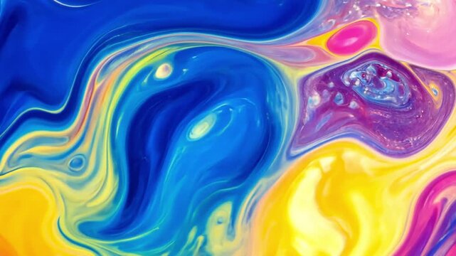 Colorful Abstract Background with Swirling Paint in Bright Hues