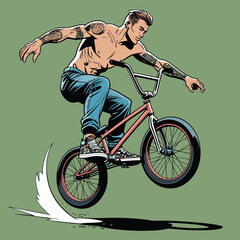 Naklejka premium vector image of a BMX bike in action