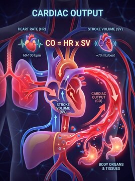 Understanding Cardiac Output A Detailed Illustration of the Heart's Pumping Action and Factors Affecting it