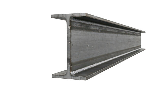 A steel i-beam with a weathered finish