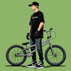 Naklejka premium vector image of a BMX bike in action