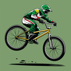 Naklejka premium vector image of a BMX bike in action