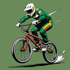Naklejka premium vector image of a BMX bike in action