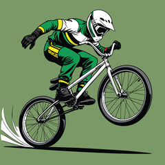 Naklejka premium vector image of a BMX bike in action