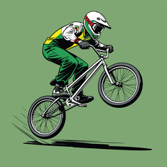 Naklejka premium vector image of a BMX bike in action