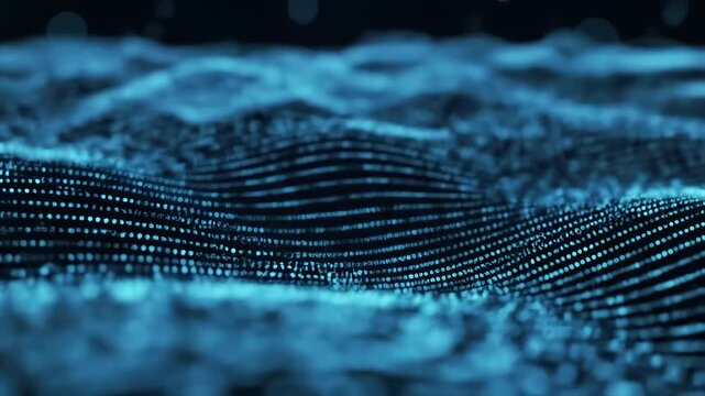 Digital wave pattern with glowing dots