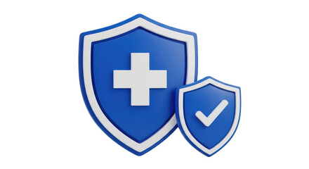 Fototapeta premium Blue shield icons with cross and checkmark