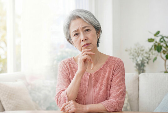 悩むシニア女性