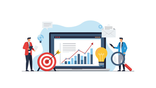 Website performance and speed optimization concept showing speedometer metrics on desktop, laptop, and mobile device screens.