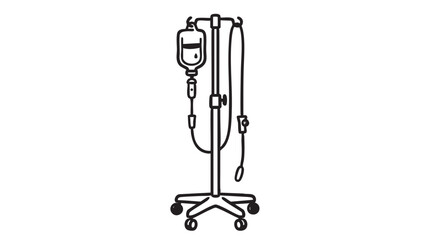 Fototapeta premium A simple, hand-drawn medical illustration of an IV drip stand with a bag and tubing, symbolizing healthcare and treatment.