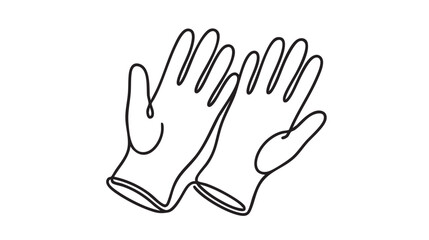 Obraz premium A simple, minimalist line art drawing of a pair of gloves, shown from the front on a clean white background, with an outline style.