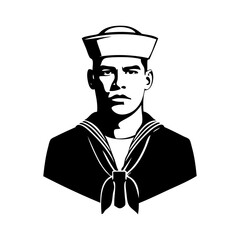 Dibujo con líneas de un hombre de frente, con sombrero y uniforme militar de marinero © teracreonte