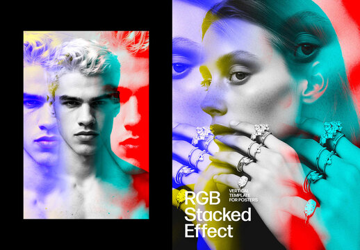 Triple Exposure Poster Photo Effect Mockup